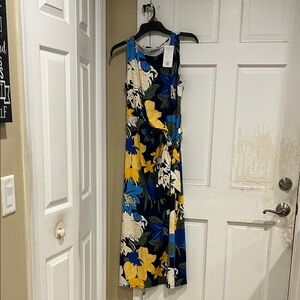 Lands' End Floral Maxi Dress - Blue and Yellow